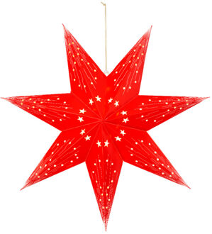 Lumineo Verlichte kerstster - rood - 40 cm - batterij - 20 leds - Kerststerren