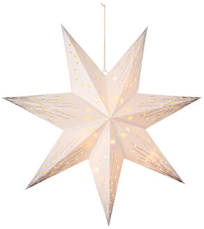 Lumineo Verlichte kerstster - wit - 40 cm - op batterijen - 10 led lampjes - warm wit