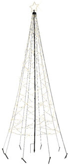 Lumineo Vlaggenmast kerstboom met ster - verlichting - 480 leds - D100 x H320 cm - warm wit