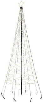 Lumineo Vlaggenmast kerstboom met ster - verlichting - 480 leds - D160 x H320 cm - warm wit