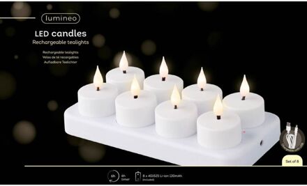 Lumineo Waxinelichtjes - Wit/warm wit