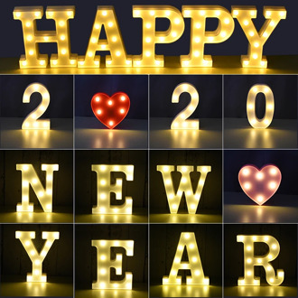 Luminous 26 English Alphabet Shiny LED Night Lamp 0-9 Digital Creative LED Night Light New Years Wedding Party Letter Decoration