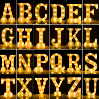 Luminous LED Letter 26 English Alphabet Night Light Battery Plastic Lamp Romantic Wedding Birthday Propose Marriage Party Decors