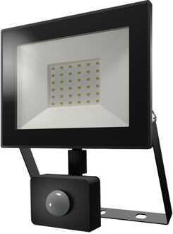 Lumos LED Breedstraler - met Bewegingssensor en Schemerschakelaar - 30 Watt - 2830 lumen - 4000K neutraal wit - IP65 waterdicht Zwart