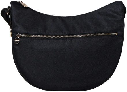Luna Bag Middle - Stijlvolle Schoudertas voor de Moderne Vrouw Borbonese , Black , Dames - ONE Size