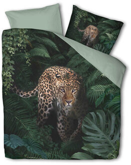 Luna Dekbedovertrek Jungle Cheetah Dekbedovertrek - Lits-Jumeaux (240x220 cm) - Groen & Roze Microvezel Katoen - Dessin: Dieren - Luna