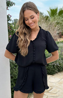 Luna Ruffle Blouse Zwart