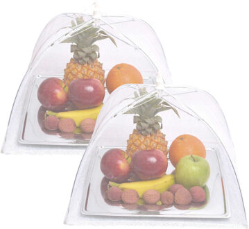 Lunace Vliegenkap/voedselkap tegen insecten - 2x - wit - opvouwbaar - paraplu