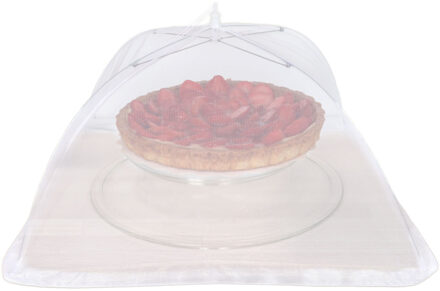 Lunace Vliegenkap/voedselkap tegen insecten - wit - D50 x H30 cm - opvouwbaar - paraplu