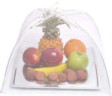 Lunace Vliegenkap/voedselkap tegen insecten - wit - opvouwbaar - paraplu