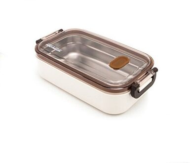 Lunch Box Leakproof Double Layer Bento Box Eco-friendly Food Container Stainless Steel for Kids School Picnic Microwavable SS 1laag bruin