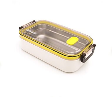 Lunch Box Leakproof Double Layer Bento Box Eco-friendly Food Container Stainless Steel for Kids School Picnic Microwavable SS 1laag geel