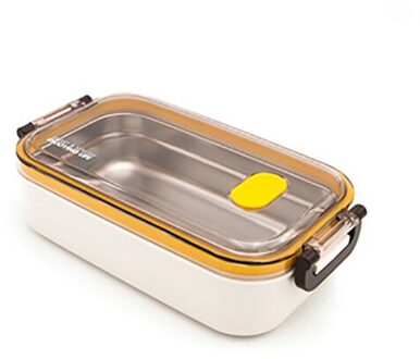 Lunch Box Leakproof Double Layer Bento Box Eco-friendly Food Container Stainless Steel for Kids School Picnic Microwavable SS 1laag oranje
