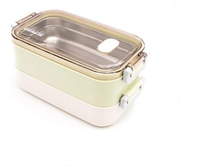 Lunch Box Leakproof Double Layer Bento Box Eco-friendly Food Container Stainless Steel for Kids School Picnic Microwavable SS 2laag groen