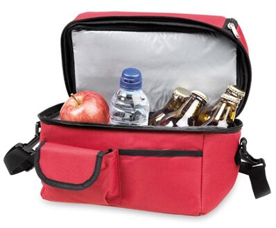 Lunch koeltas schoudertas - rood - 25 x 24 x 15 cm - 9 liter