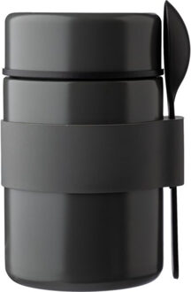 Lunch pot/beker Niko - met lepel - dubbelwandig - RVS - grijs - 460 ml - soep/lunch to go