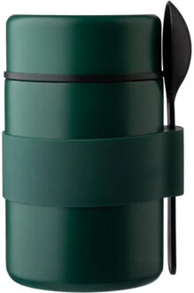 Lunch pot/beker Niko - met lepel - dubbelwandig - RVS - groen - 460 ml - soep/lunch to go