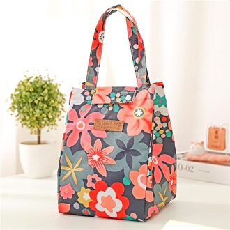 Lunch Tas Print Bloemen Multicolor Koeltassen Vrouwen Waterpr Hand Pack Thermische Ontbijt Doos Draagbare Picknick Reizen 03