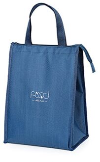 Lunch Tas Voor Vrouwen Koeler Draagbare Hand Zip Voedsel Zakken Waterdichte Picknick Reizen Ontbijt Thermo Tas Bento tas blauw-L