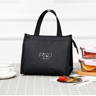 Lunch Tas Voor Vrouwen Koeler Draagbare Hand Zip Voedsel Zakken Waterdichte Picknick Reizen Ontbijt Thermo Tas Bento tas zwart-S