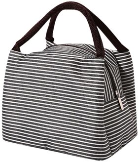 Lunchbox Draagbare Geïsoleerde Canvas Lunch Tas Thermische Voedsel Functionele Patroon Koeler Picknick Lunch Tassen Voor Vrouwen # l20 zwart