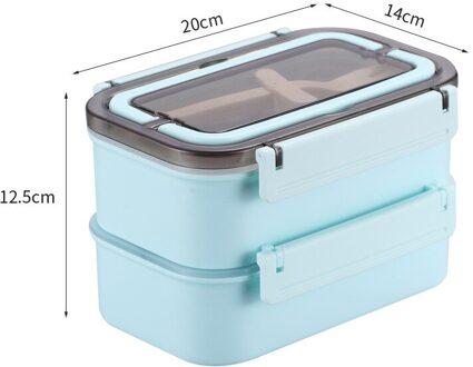 Lunchbox Draagbare Rvs Bento Box Voor Kids School Office Werknemers Lekvrije Voedsel Container Dozen Met Lepels vorken blauw 1600ml