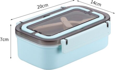 Lunchbox Draagbare Rvs Bento Box Voor Kids School Office Werknemers Lekvrije Voedsel Container Dozen Met Lepels vorken blauw 800ml