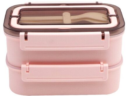 Lunchbox Draagbare Rvs Bento Box Voor Kids School Office Werknemers Lekvrije Voedsel Container Dozen Met Lepels vorken roze 1600ml