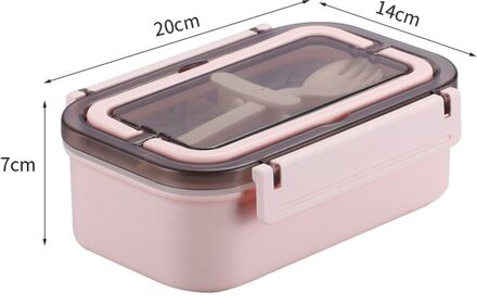 Lunchbox Draagbare Rvs Bento Box Voor Kids School Office Werknemers Lekvrije Voedsel Container Dozen Met Lepels vorken roze 800ml