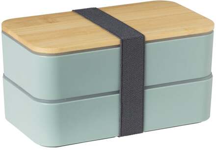 Lunchbox dubbel - groen - 9.5x18.5x10.5 cm