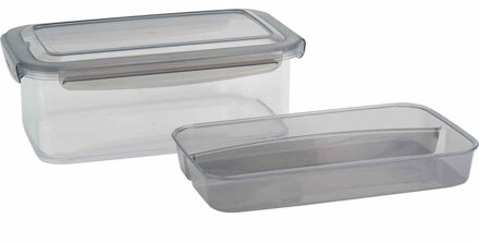 Lunchbox met bestek bakje antraciet 1,9 liter - Broodtrommels Grijs