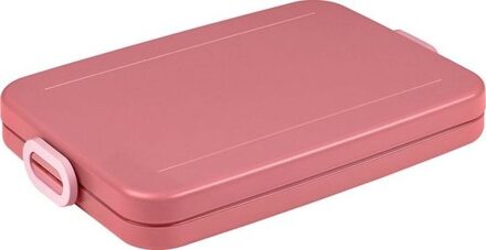 Lunchbox Take a Break Flat - Geschikt voor 4 boterhammen - Voor een Laptoptas - Broodtrommel - Nordic Mauve Roze