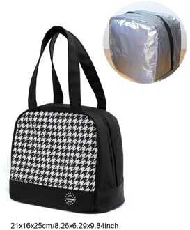 Lunchbox Voedsel Zak Vrouwelijke Geïsoleerde Thermische Verse Cooler Lunch Pouch Draagbare Werk School Picknick Rits Tote Accessoires B zwart