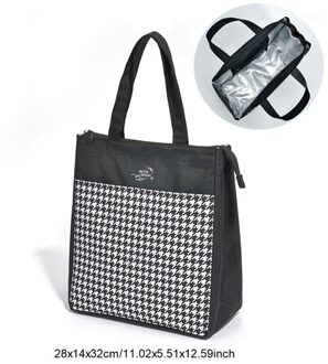 Lunchbox Voedsel Zak Vrouwelijke Geïsoleerde Thermische Verse Cooler Lunch Pouch Draagbare Werk School Picknick Rits Tote Accessoires C zwart