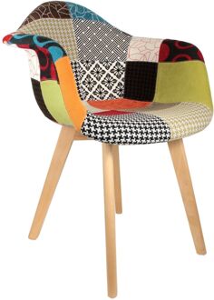 Lund 2 stuks Patchwork Eetkamerstoelen Armleuning - Multicolor Multikleur