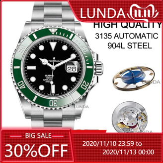LUNDA Design Brand Luxury Men Watches Automatic Black Watch Men Stainless Steel Waterproof Business Sport Mechanical Wristwatch