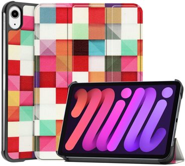 Lunso 3-Vouw sleepcover hoes - iPad Mini 6 (2021) - Blokken Meerdere kleuren