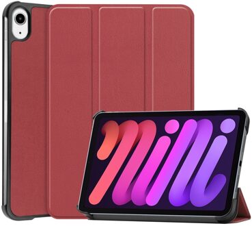 Lunso 3-Vouw sleepcover hoes - iPad Mini 6 (2021) - Bordeaux Rood
