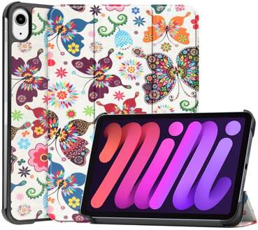 Lunso 3-Vouw sleepcover hoes - iPad Mini 6 (2021) - Vlinders Meerdere kleuren