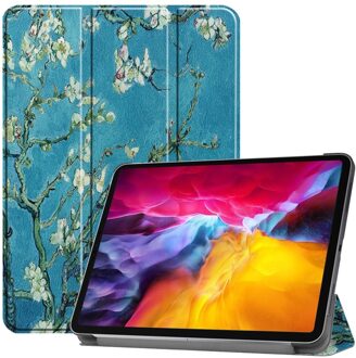 Lunso 3-Vouw sleepcover hoes - iPad Pro 11 inch (2018/2020/2021) - Van Gogh Amandelbloesem Blauw, Wit, Groen