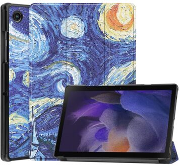 Lunso 3-Vouw sleepcover hoes - Samsung Galaxy Tab A8 (2021) - Van Gogh Sterrennacht Meerdere kleuren