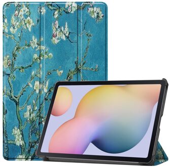 Lunso 3-Vouw sleepcover hoes - Samsung Galaxy Tab S7 / Tab S8 - Van Gogh Amandelbloesem Meerdere kleuren