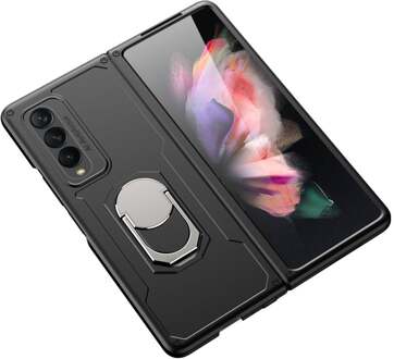 Lunso Armor Guard backcover hoes met ringhouder - Samsung Galaxy Z Fold3 - Zwart