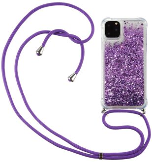 Lunso Backcover hoes met koord - iPhone 12 / iPhone 12 Pro - Glitter Paars