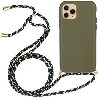 Lunso Backcover hoes met koord - iPhone 13 Pro - Army Groen