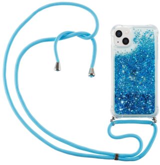 Lunso Backcover hoes met koord - iPhone 14 - Glitter Blauw