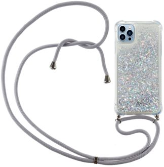 Lunso Backcover hoes met koord - iPhone 14 Pro - Glitter Zilver