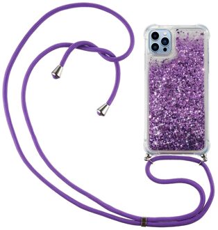 Lunso Backcover hoes met koord - iPhone 14 Pro Max - Glitter Paars
