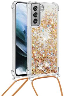 Lunso Backcover hoes met koord - Samsung Galaxy S21 FE - Glitter Goud