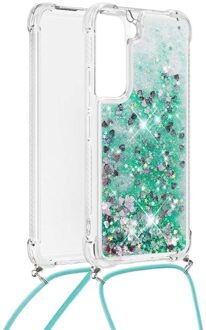 Lunso Backcover hoes met koord - Samsung Galaxy S21 FE - Glitter Groen